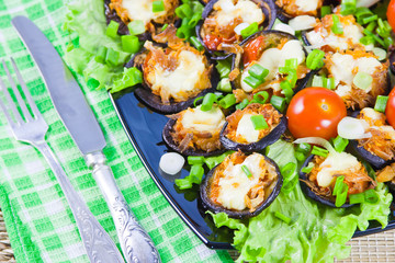 baked eggplants with tomatoes and cheese
