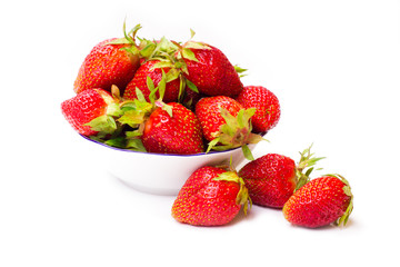 Fresh strawberries isolated on white