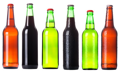 beer bottle collection isolated
