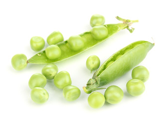 Green peas isolated on white