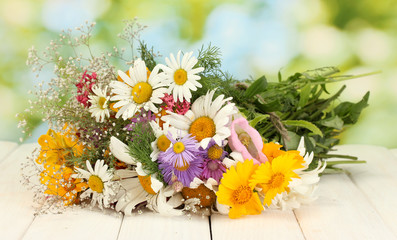 beautiful bouquet of bright  wildflowers,