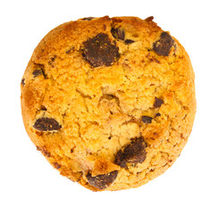Chocolate chips cookie isolated on white.