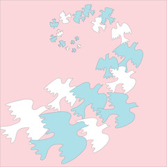 Obraz premium Flock pigeons flying away into the distance