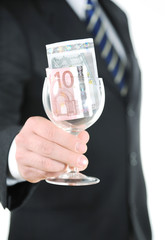 Money in the glass