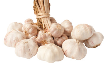 group of garlic isolated on white background with clipping path