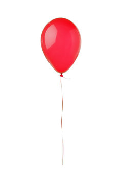 Red flying balloon isolated on white