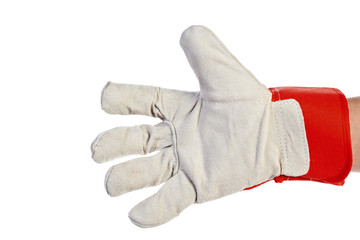 Worker's hand Wearing Leather Work Glove