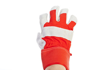 Worker's hand Wearing Leather Work Glove