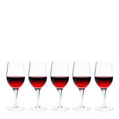 Wine glasses on white background