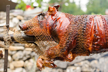 Méchoui, Cochon grillé
