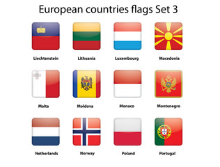 buttons with European countries flags set 3