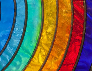 Rainbow stained-glass close up detail abstract - obrazy, fototapety, plakaty