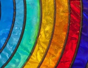 Papier Peint photo Coloré Rainbow stained-glass close up detail abstract