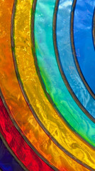 rainbow stained-glass detail close up abstract background