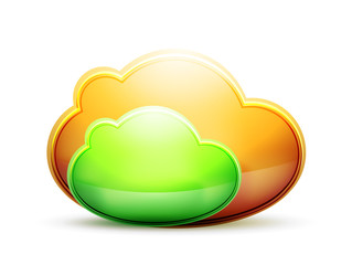 Orange and green space cloud icon
