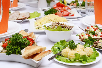 Catering food at a wedding party
