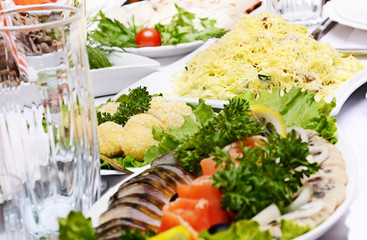 Catering food at a wedding party