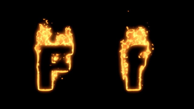 Upper and lower case F bursting into flames.