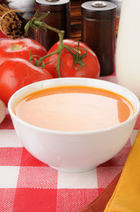 Tomato soup with ingredients