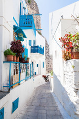 Narrow street in greek city