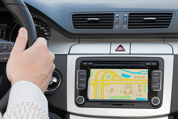 GPS navagation dashboard in modern car