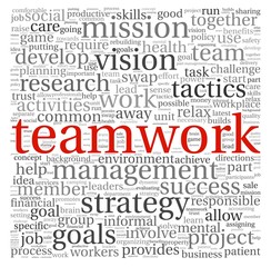 Teamwork concept in word tag cloud