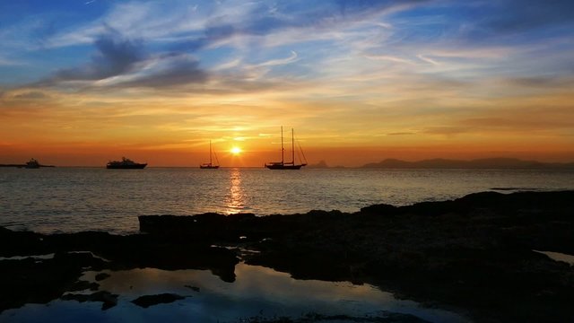 beautiful sunset in balearic islands mediterranean sea