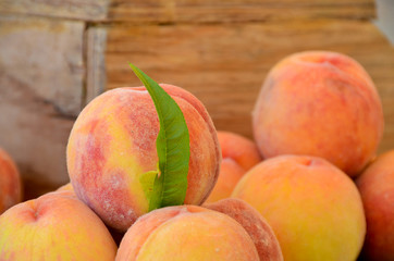 peaches with leaf