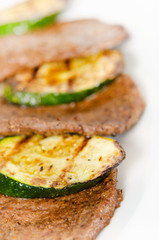 pancakes with liver and grilled eggplant