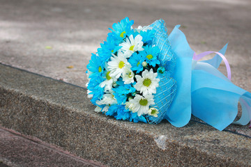 beautiful bouquet of bright blue and white flowers