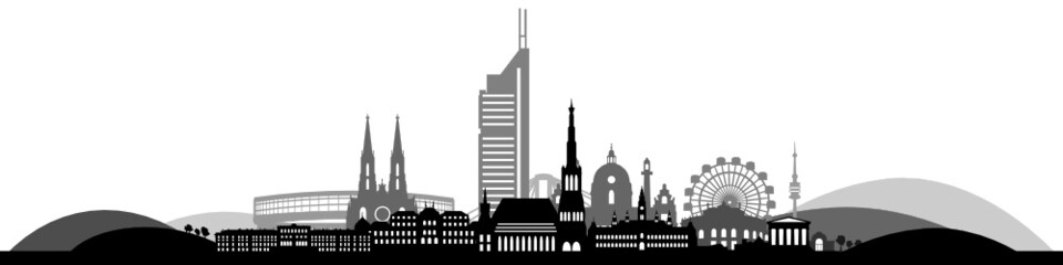Fototapeta premium Landschaft mit Skyline Wien