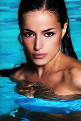 tanned woman in water