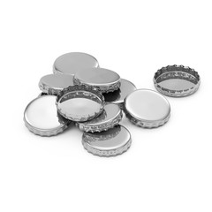 Heap of Beer Caps isolated on white background