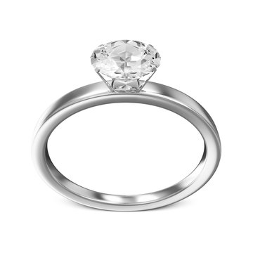 Platinum Wedding Ring with Diamond isolated on white background