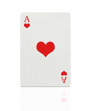 Ace of hearts isolated on white with clipping path