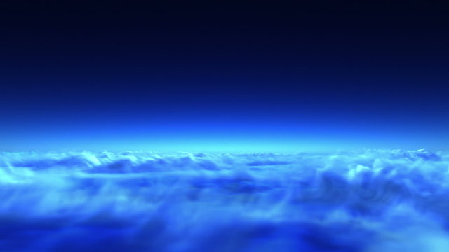 night flight over clouds, loop-able 3d animation