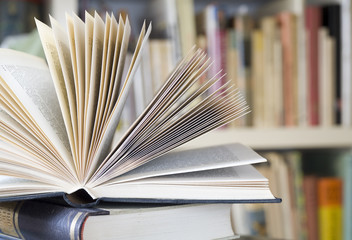 open book in a library