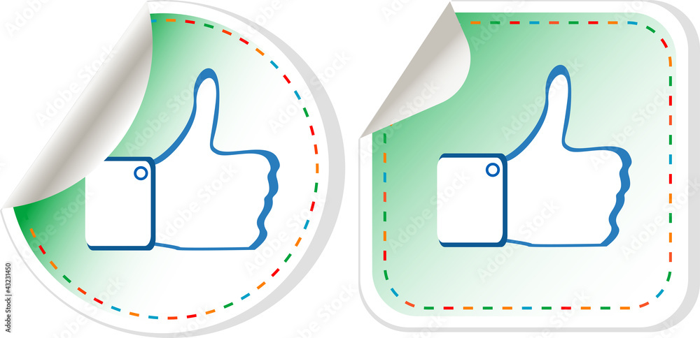 Poster paper thumb up like hand symbol. vector set of design elements