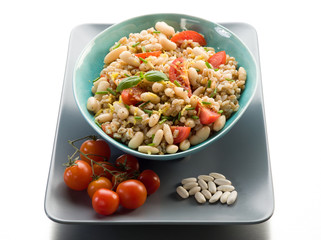 spelt risotto with beans and tomatoes