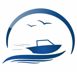 motorboat and sunset