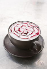 a coffee Latte art   on grunge white background