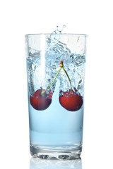 cherries fell in a water