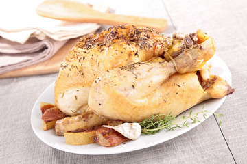 roast chicken and potato
