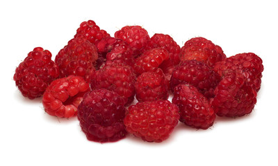 Heap of Raspberry on white background