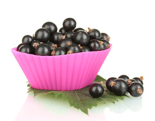 Fresh black currant in silicone mold isolated on white