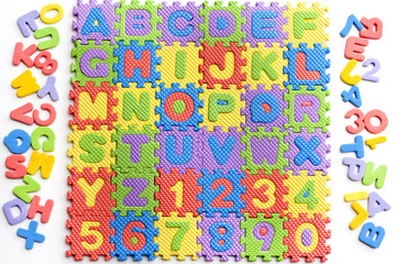 colorful letters numbers toys abstract background