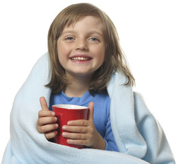 little girl with a cup of hot tea