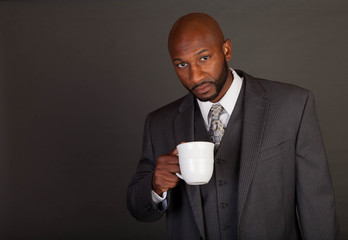 Young Black Business Man with coffee