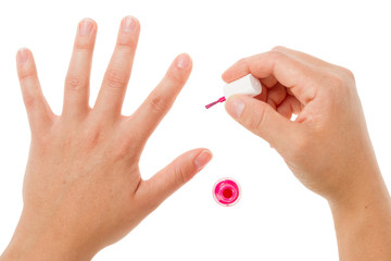 Painting female fingernails