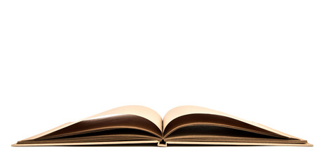 Opened book with blank pages isolated over white background